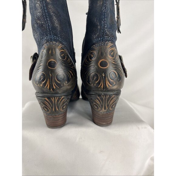 Italmoda Leather Artsy Lace Buckle Zip Boots Womens EU Size 37 - Picture 8 of 14